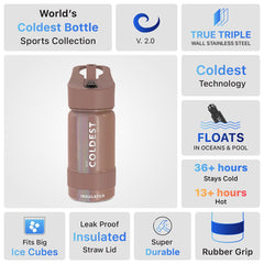 Sports Water Bottle Golden Rose Glitter