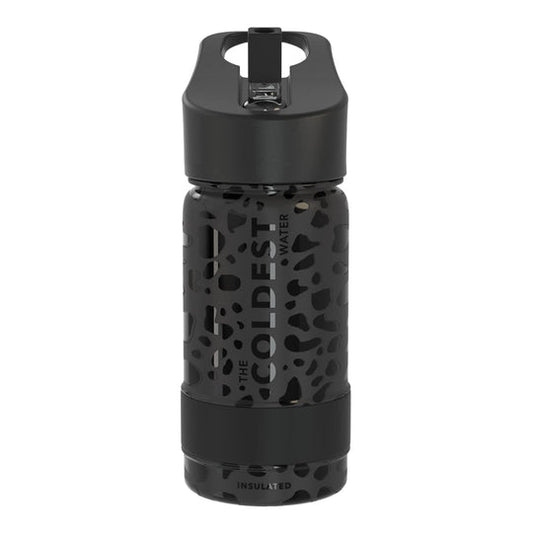 Sports Water Bottle Black Leopard