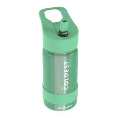 Sports Water Bottle Green Aurora Glitter