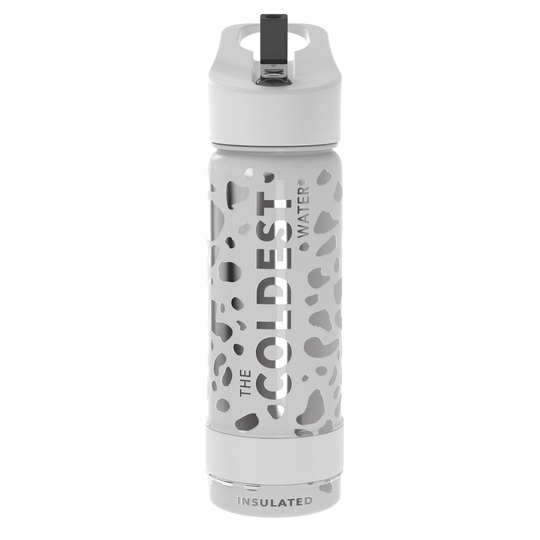 Sports Water Bottle Silver Leopard