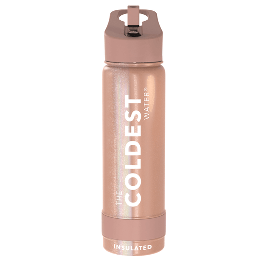 Sports Water Bottle Golden Rose Glitter