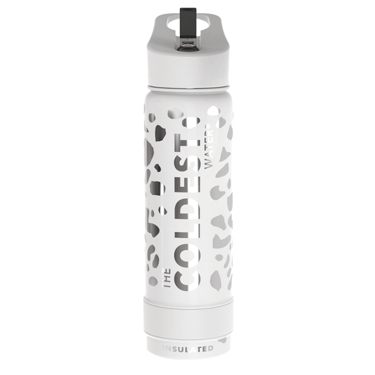 Water Bottle Silver Leopard