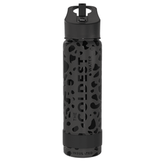 Water Bottle Black Leopard