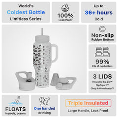 Limitless Water Bottle Silver Leopard