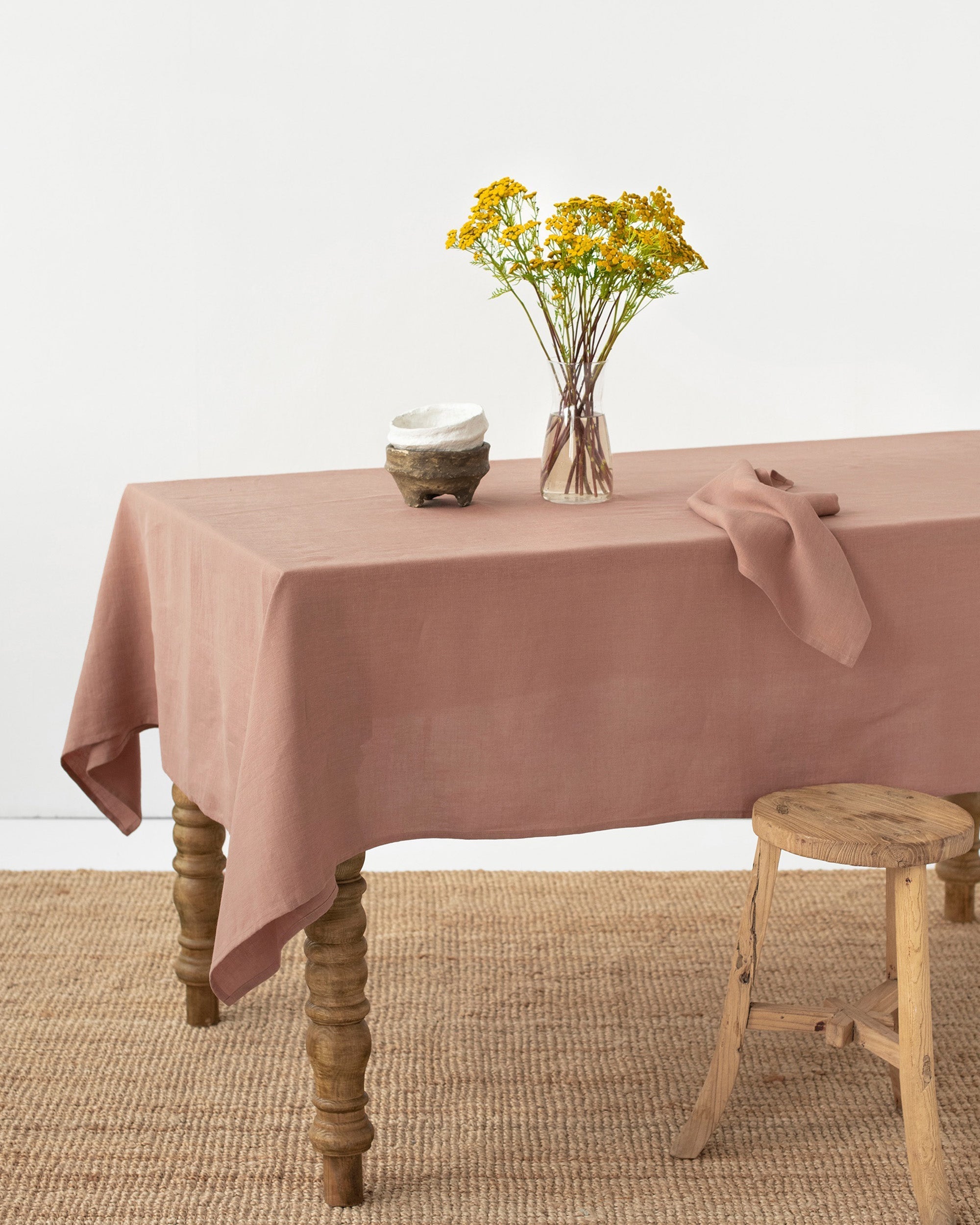 Coral Clay Linen tablecloth