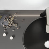Amalfi Series 17 in. L x 17 in. W Round Bathroom Vessel Sink in Matte Black Finish Glass with Chrome Pop-Up Drain