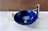Meno Series 17 in. Bathroom Vessel Sink with Scratch-Tough and Stain-Resistant Non-Porous Surface in Lustrous Blue Glass