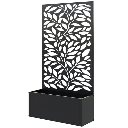 Outsunny Metal Garden Bed with Trellis for Climbing Plants, Freestanding or Wall Mounted Flower Bed for Garden, Patio, Balcony