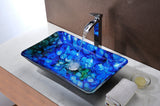 Voce Series Deco-Glass Vessel Sink in Lustrous Blue