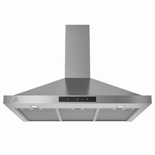 ANZZI 36-Inch 450 CFM 3-Speed Stainless Steel Wall Mount Convertible Pyramid Residential Range Hood with LED Lamp