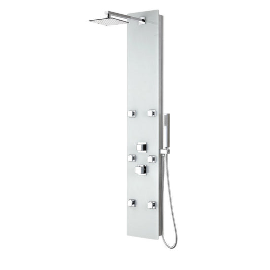 Rhaus Series 60 in. 6-Jetted Full Body Shower Panel with Heavy Rain Shower and Body Jets and Spray Wand in White