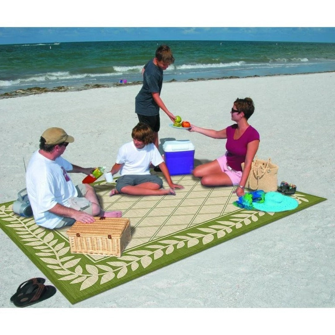 9'x12' Reversible RV Outdoor Patio Mat Camping Mat Interlocked Squares