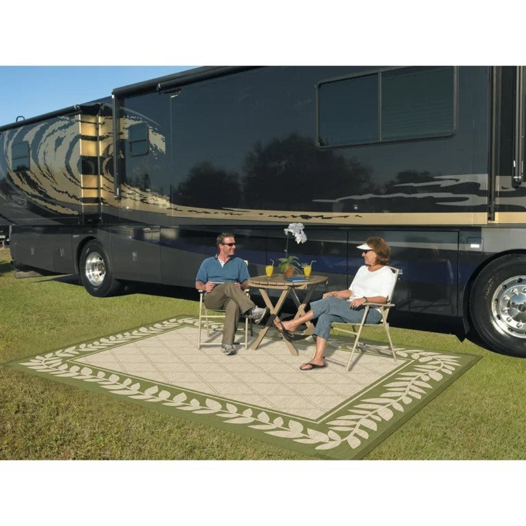 9'x12' Reversible RV Outdoor Patio Mat Camping Mat Interlocked Squares