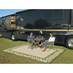 9'x12' Reversible RV Outdoor Patio Mat Camping Mat Interlocked Squares