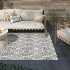 Foliage White Neutral Indoor Outdoor Polypropylene Area Rug 8x10