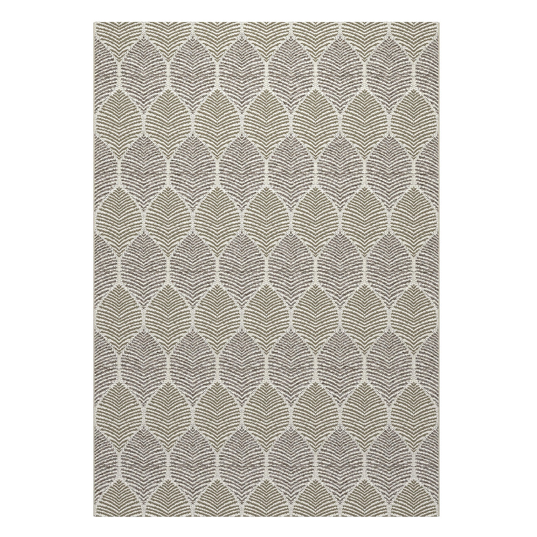 Foliage White Neutral Indoor Outdoor Polypropylene Area Rug 8x10