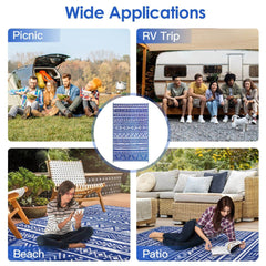 4.98x8FT Reversible Outdoor Rug Waterproof Mat with Storage Bag Portable Plastic Carpet