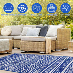 4.98x8FT Reversible Outdoor Rug Waterproof Mat with Storage Bag Portable Plastic Carpet