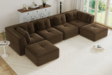 CORDELIA 151" 4-Seater High Armrest Sofa with 2 Ottomans