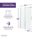 Rhodes Series 50 to 54 in. x 76 in. H Sliding Frameless Shower Door with Tsunami Guard Tempered Clear Glass