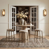 Ferro - Performance Fabric Upholstered Backless Bar Stool - Antique Brass