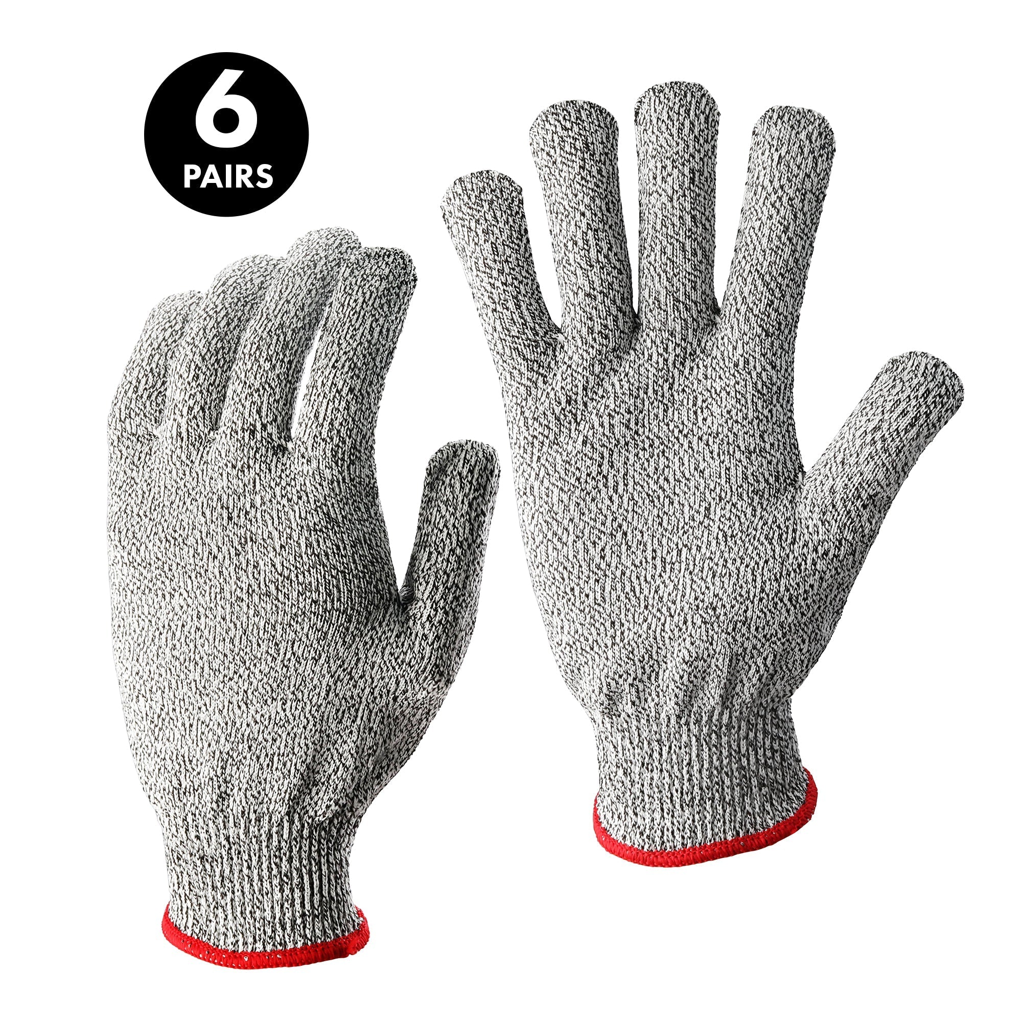 A6 Cut Resistant Gloves, Made in USA, Size L, 6 Pairs, 1026368