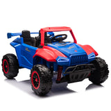 24V 2-Seater Kids Ride On Electric Car with Parent Control, Police Car Design Ride on Toy with Bluetooth, MP3, USB/TF, LED Lights, Blue+Red