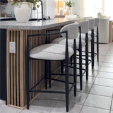 Manhattan 25.5" Chenille Counter Stool With Arms (Set of 3)