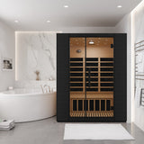 3-Person Infrared Heater Indoor Sauna With Red Light Therapy, Chromotherapy Lights, WiFi Control, Black Canadian Hemlock