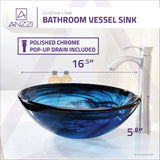 Soave Series 17 in. Bathroom Vessel Sink with Scratch-Tough and Stain-Resistant Surface in Sapphire Wisp Glass