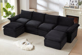 DERVAL 141" 4-Seater Sofa with 2 Ottomans