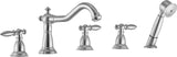 ANZZI Patriarch 5-Hole Deck Mount Tub Filler, Dual Handle Control, Integrated Hand Sprayer, Solid Brass, 1.8 GPM Flow, WaterSense Certified, Various Finishes