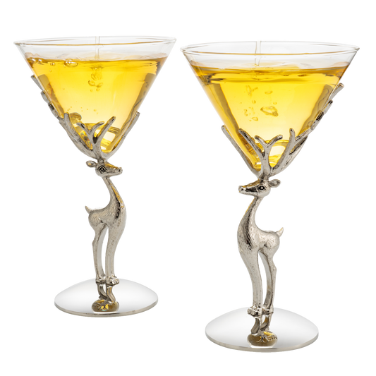 Stag Antler Cocktail Martini Glasses, Set of 2 (Martini / Champagne)