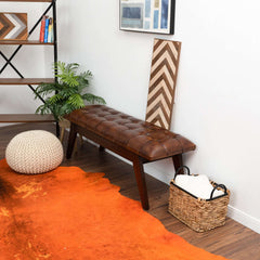 Maja Tan Leather Bench