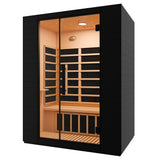 3-Person Infrared Heater Indoor Sauna With Red Light Therapy, Chromotherapy Lights, WiFi Control, Black Canadian Hemlock