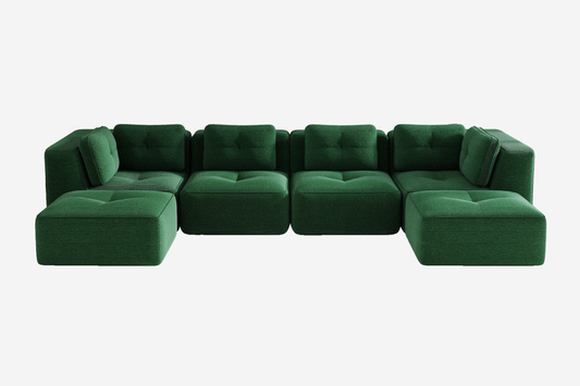 CORDELIA 151" 4-Seater High Armrest Sofa with 2 Ottomans