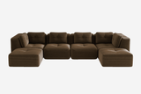 CORDELIA 151" 4-Seater High Armrest Sofa with 2 Ottomans