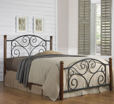 Doral Metal and Wood Bed w/Headboard and Footboard