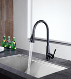 ANZZI Tulip Series 17.72 in.H Single-Handle Pull-Out Sprayer Kitchen Faucet with Brass Material in Oil Rubbed Bronze Finish