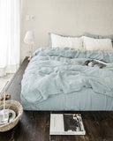 Dusty blue linen duvet cover