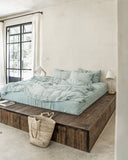 Dusty blue linen duvet cover