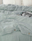 Dusty blue linen duvet cover set (3 pcs)