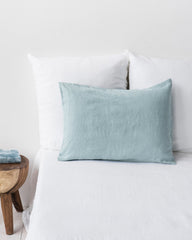 Dusty blue linen pillowcase