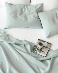 Dusty blue linen pillowcase