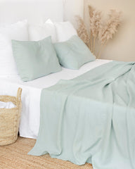 Dusty blue linen pillowcase