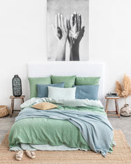 Dusty blue linen pillowcase