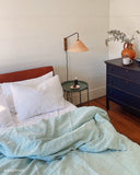 Dusty blue linen duvet cover
