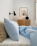 Sky blue linen-cotton duvet cover