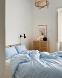 Sky blue linen-cotton sheet set (4 pcs)