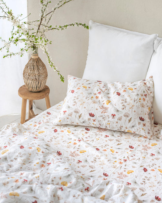 Meadow print linen fitted sheet